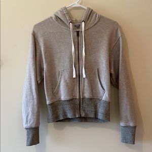 Aerie cropped full zip hoodie! Grey; size Small